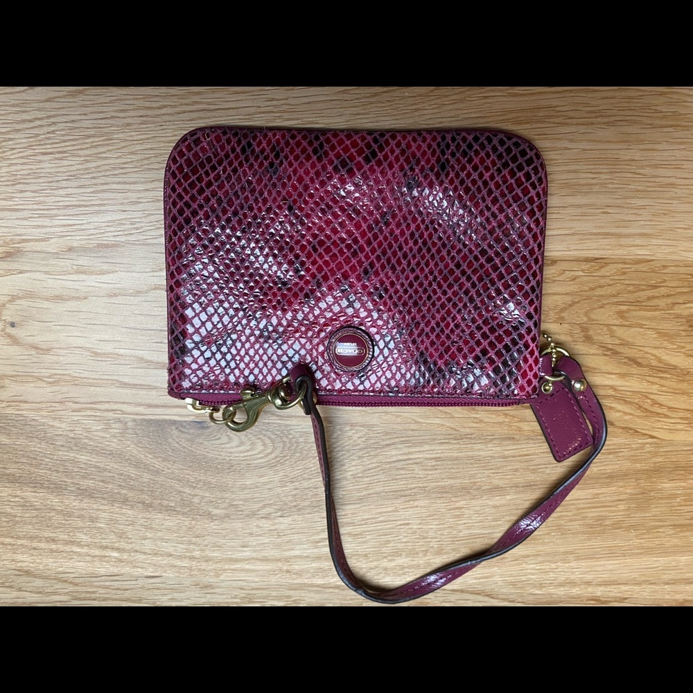 Pink snake skin coach change purse credit card holder used